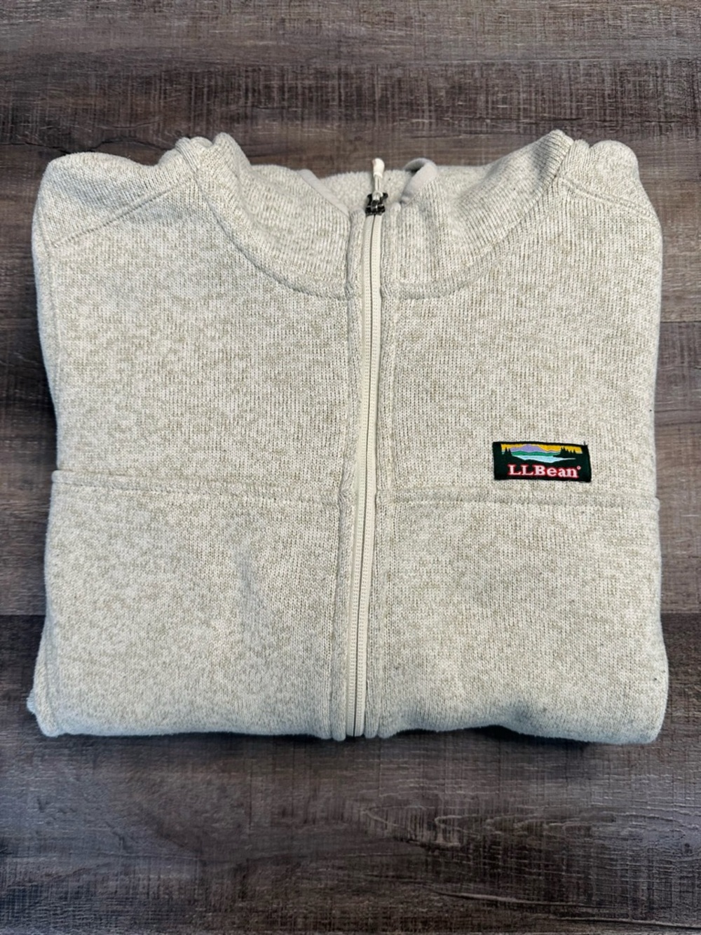 Durable L.L. Bean Light Gray Full-Zip Hooded Polyester Jacket Women’s Large - Picture 6 of 17